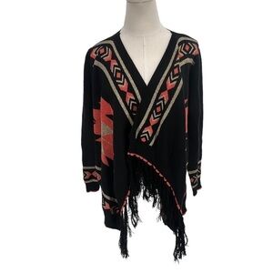 NWT Tea & Cup Long Sleeve Geo Print Waterfall Cardigan One Size Fits All Women’s